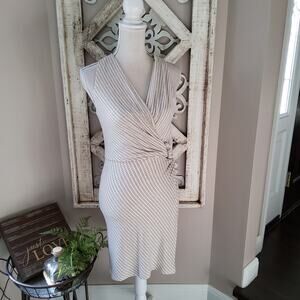 Bailey 44 Women's Sleeveless Faux Wrap Surplice Tiva Mini Dress in Linen & White
